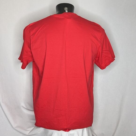 Men's Red Graphic V-Neck Shirt 2XL Tee Oversized Fit Casual - Picture 3 of 4